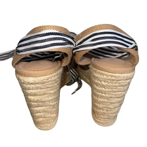 Express Women's Espadrille Wedge Platform Sandals Ribbon ankle Lace up sz:6 - Picture 6 of 13